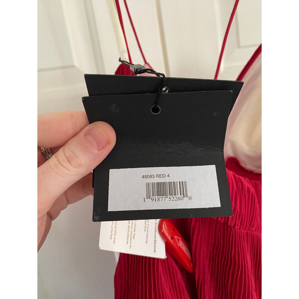 NWT Mac Duggal Red Spaghetti Strap Ruffle Layered Maxi Dress, Sz 4 - Picture 7 of 10